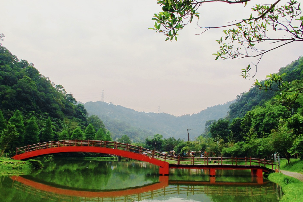 橫跨望龍埤的九曲橋。